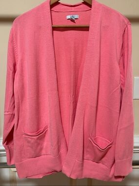 Croft & Barrow Pink Open-Front Cardigan with Pockets